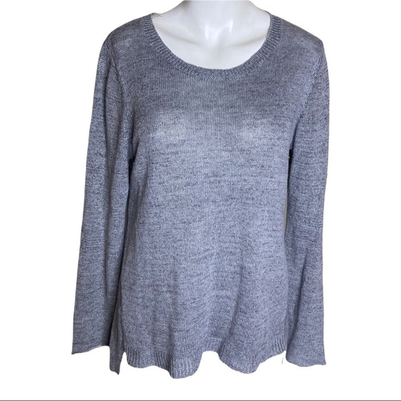 Eileen Fisher Grey Two Tone 100% Linen Sweater Size Small - Picture 1 of 8